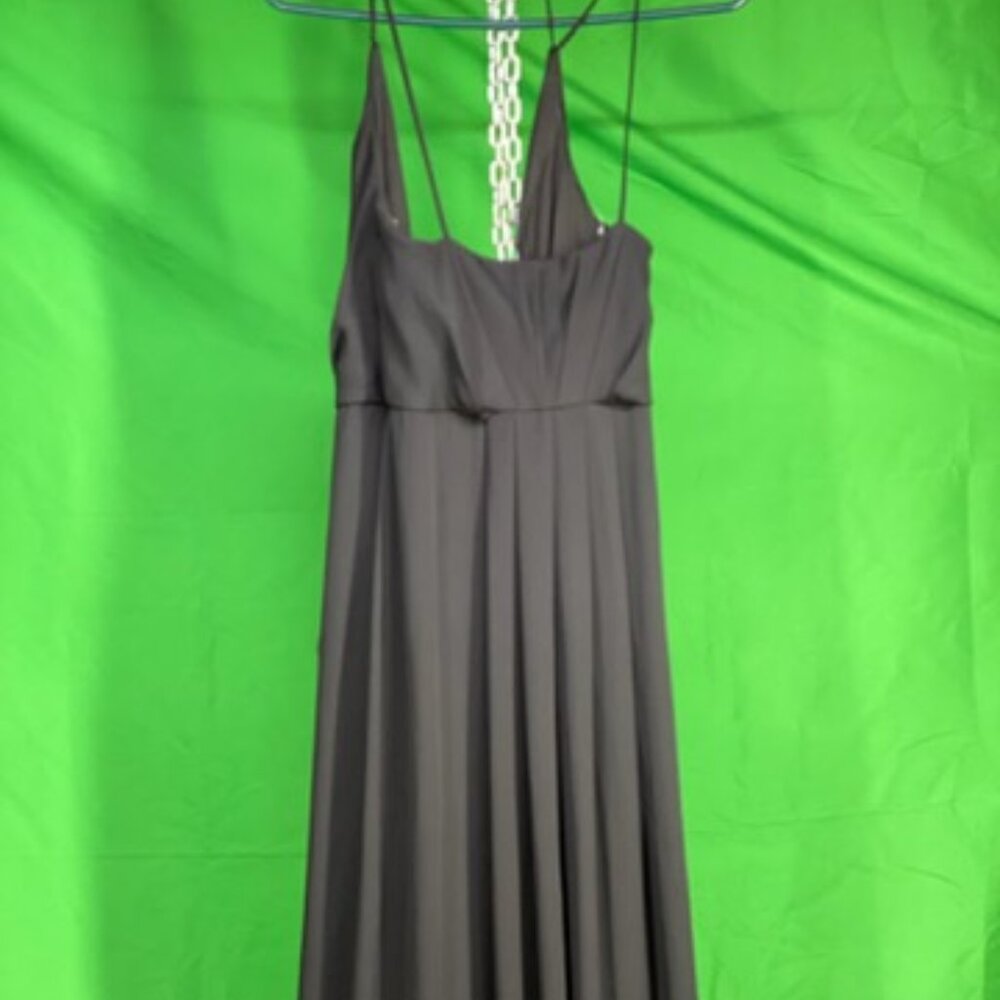 Long Black Silky Formal Dress - Davids Bridal Size 6